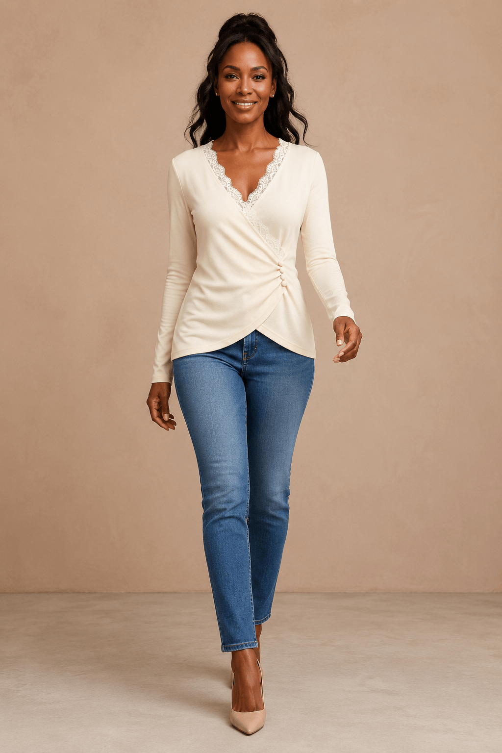 Camiseta Cashia Esencia, talla S, vista cuerpo entero