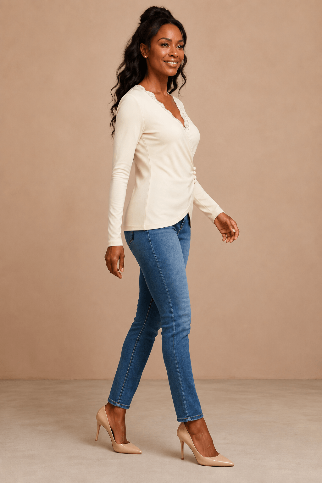 Camiseta Cashia Esencia, talla S, vista de perfil