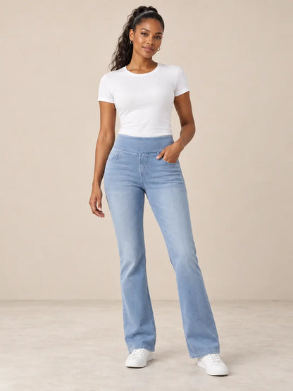 Pantalón Cashia Denim 200 azul claro,  frontal en modelo talla S