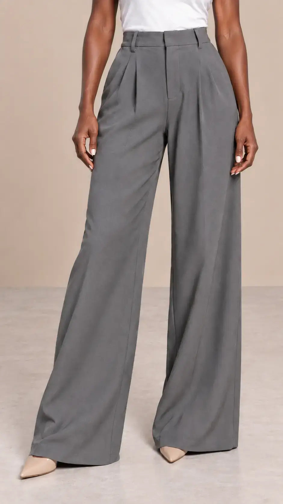 Pantalón Cashia Flow gris talla S en medio plano inferior