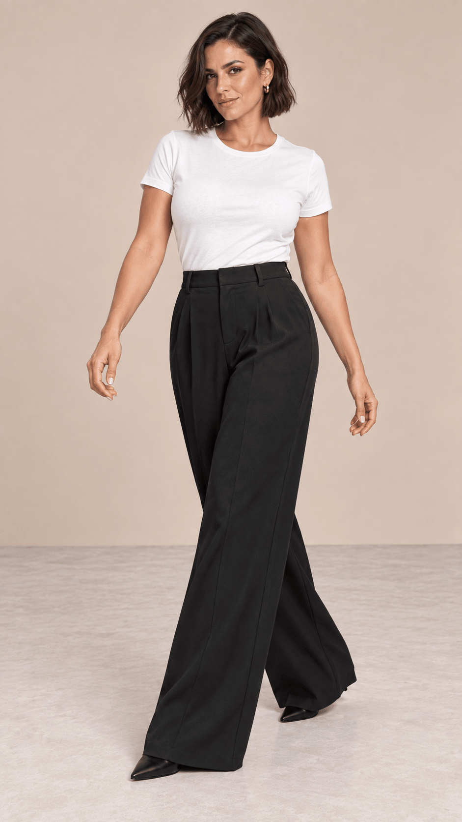 Pantalón Cashia Flow negro talla M de pierna ancha en cuerpo entero