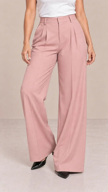 Pantalón Cashia Flow rosa empolvado talla L en medio plano inferior