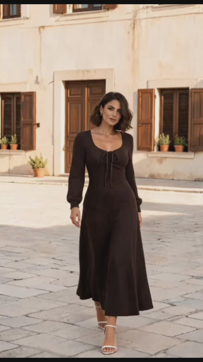 Textured knit square neck maxi dress Cashia Nora