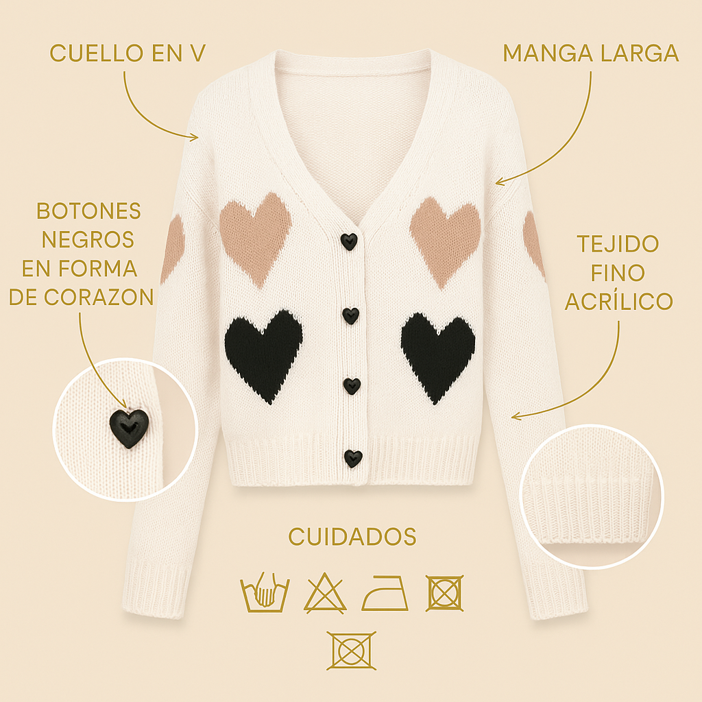 Rebeca Cashia Verona, color beige, infografía con especificaciones