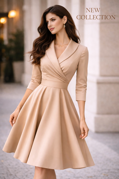 vestido cashia paris midi satinado apricot medio plano nueva coleccion